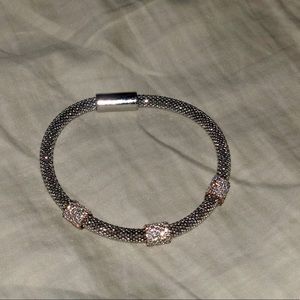 Diamonique mesh magnet bracelet